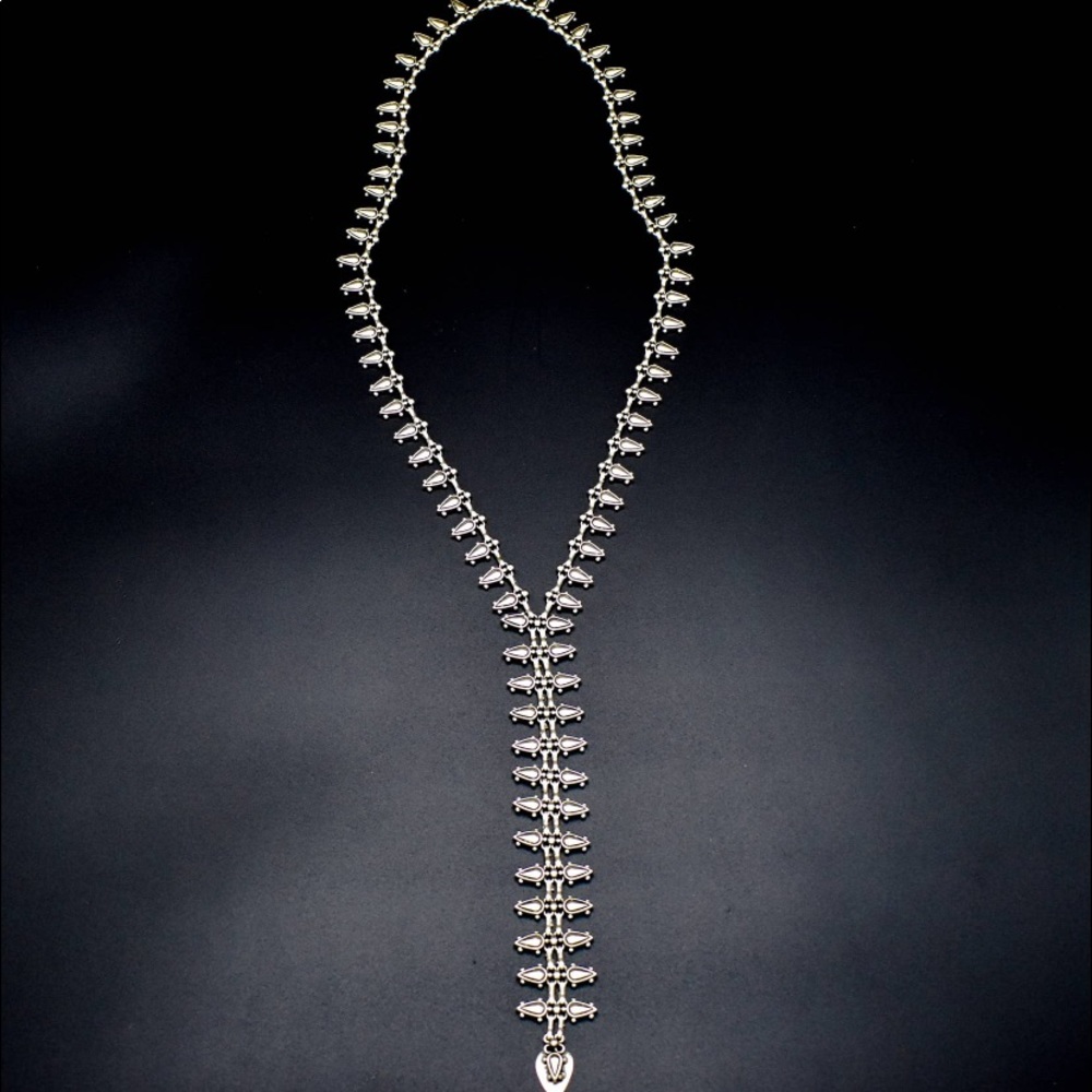 BOHO hand made pewter bolo necklace NWOT